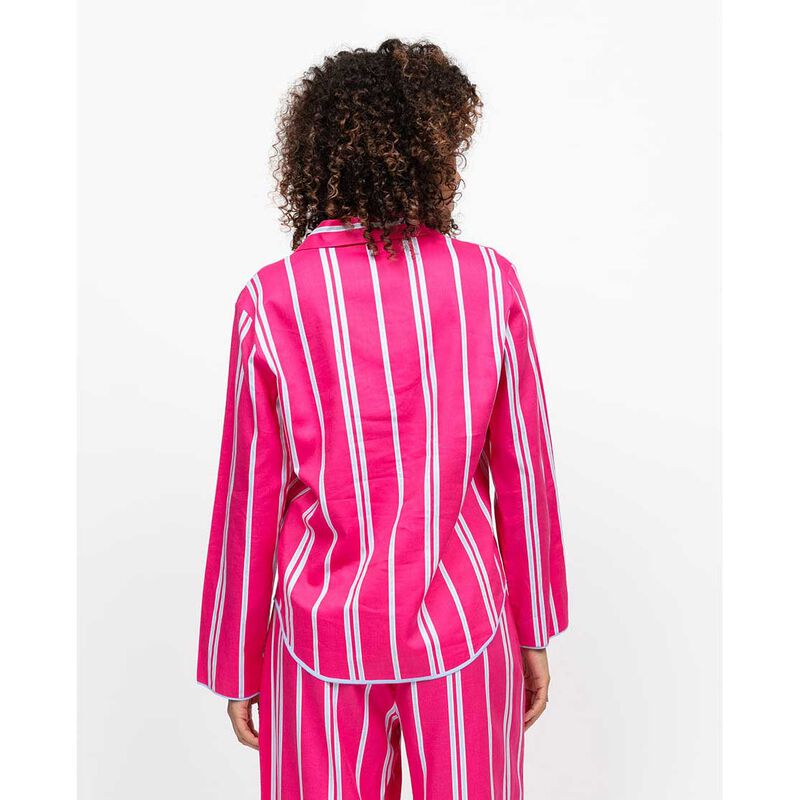 Cyberjammies Chloe Pink Printed Stripe L/Slv Pyjama Top image number 1